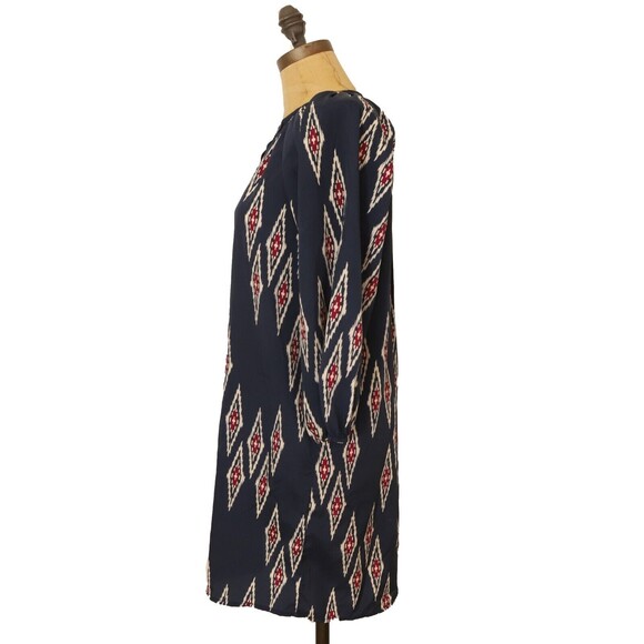 Tucker For Target Shirt Dress Size XS Button Up Balloon Sleeve Navy Print EUC B9 - Picture 5 of 6
